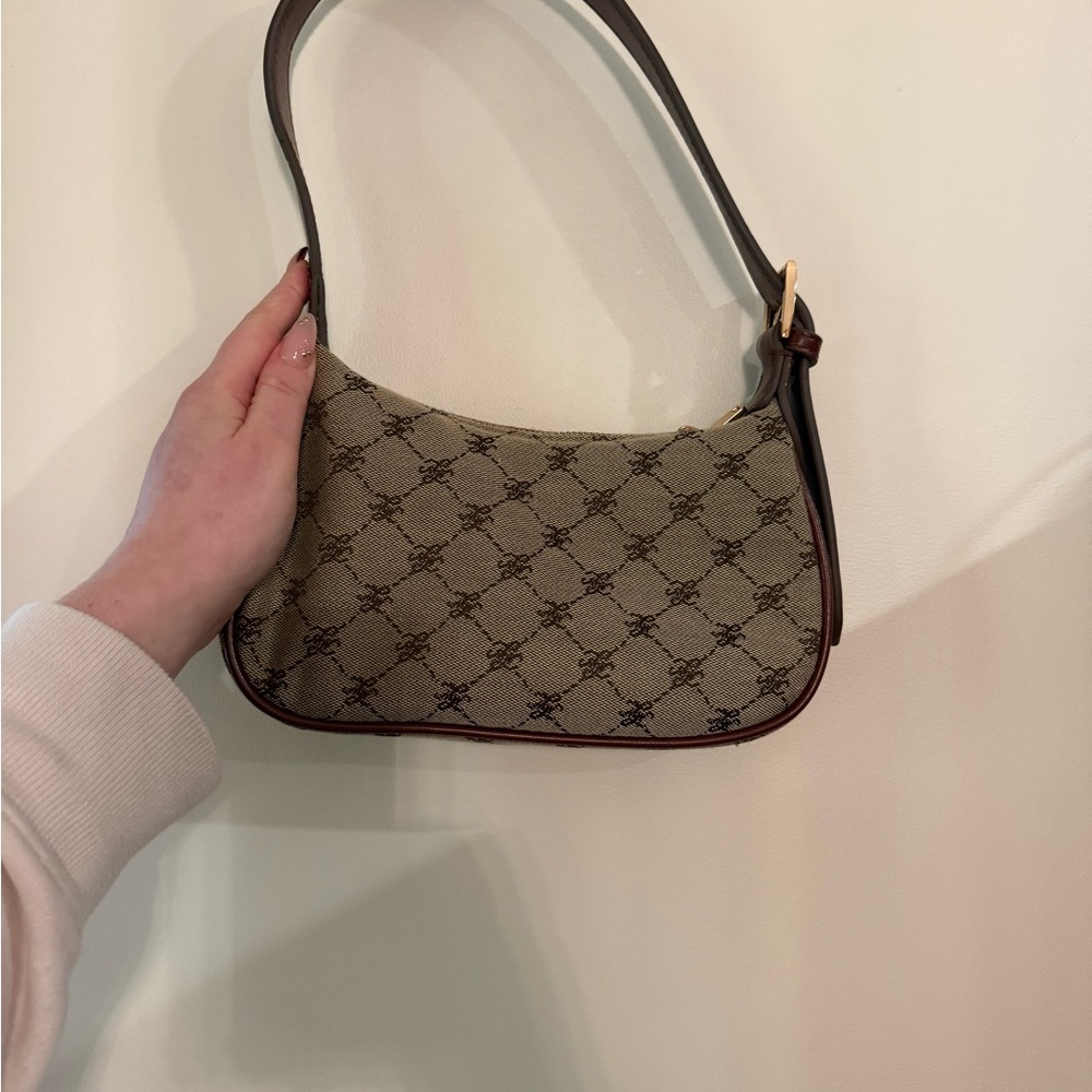 Mango Brown Patterned Shoulder Bag